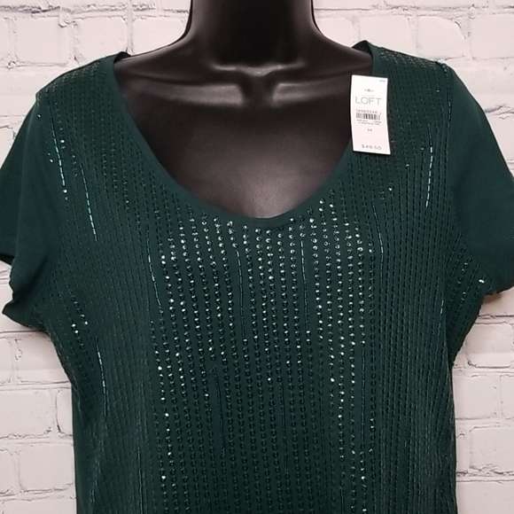 Ann Taylor Loft short sleeve embellished top